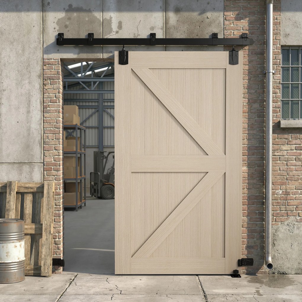 HOMCOM Set feronerie uși glisante pentru sarcină mare, 183 cm, Negru, pentru uși individuale | Aosom Romania