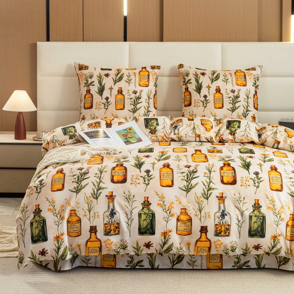 Lenjerie de pat din microfibra APOTHECARY crem Dimensiune lenjerie de pat: 2 buc 70 x 90 cm | 200 x 220 cm