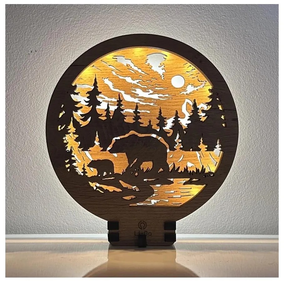 Li-Go 23595/DUB2 - Decorațiune de masă LED reglabilă LED/12W/230V 20x22 cm stejar