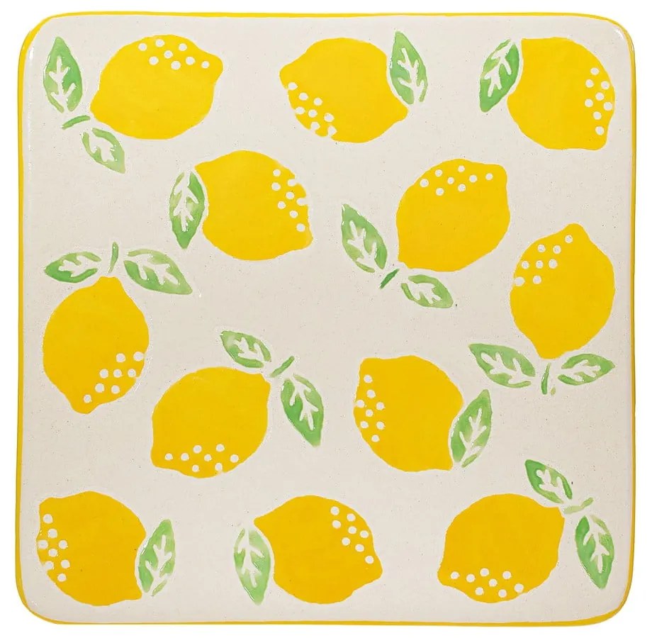 Coasters galbene/albe 4 buc. din ceramică Lemon – Sass &amp; Belle