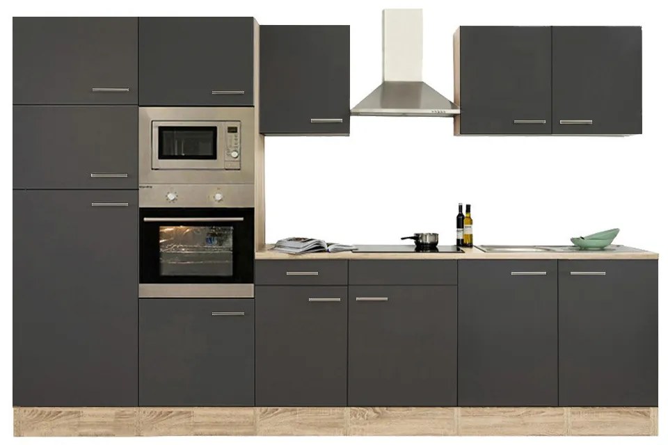 Mobilă de bucătărie Yorki 330, corp din stejar sonoma, cu față antracit satinat