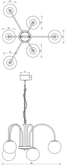 Lustră pe lanț CAMBRIDGE 6xE14/60W/230V neagră