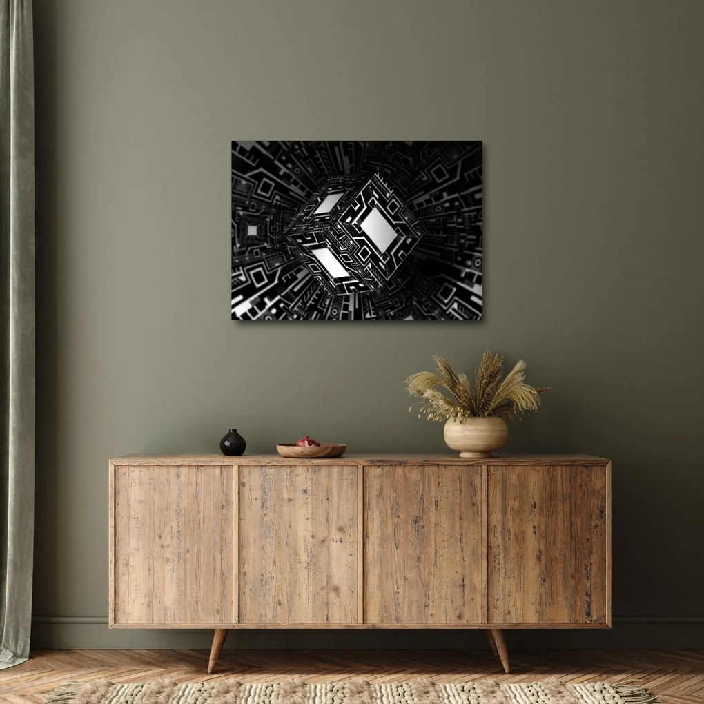 Tablou cu un cub abstract (70x50 cm)