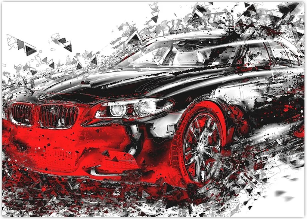 Tablou - Mașina pictată în acțiune (70x50 cm)