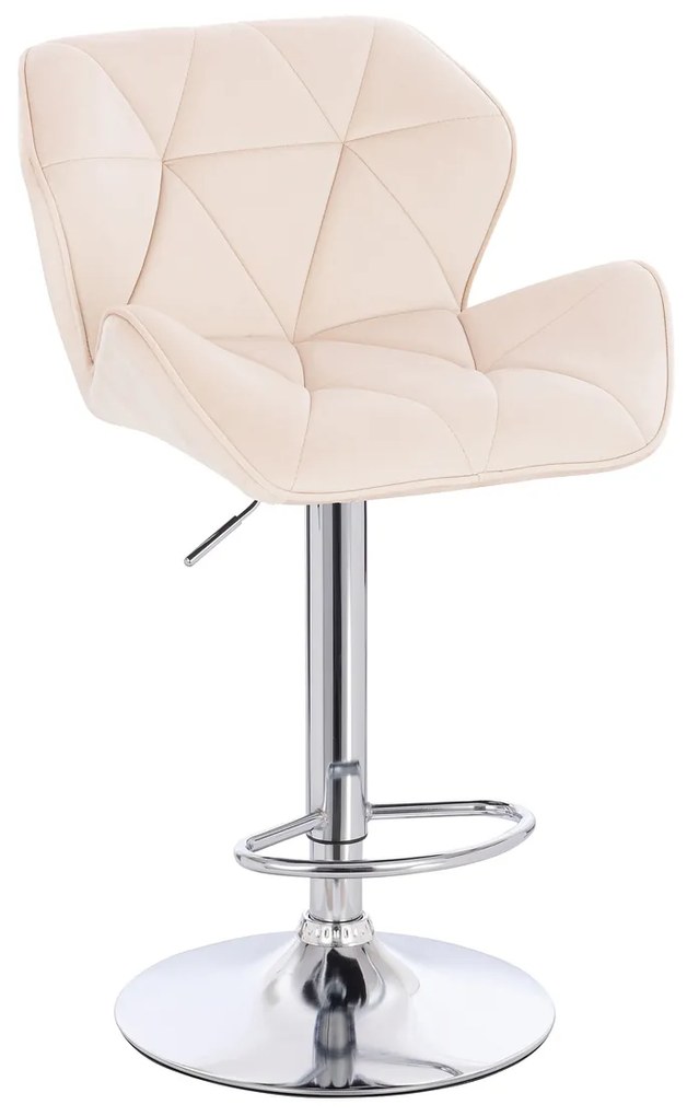 HR111W Scaun Crem Velur Bază Cromata