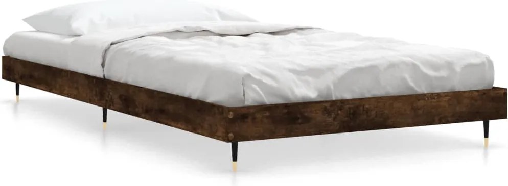 vidaXL Cadru pat fără saltea stejar fumuriu, 90x190 cm, lemn prelucrat