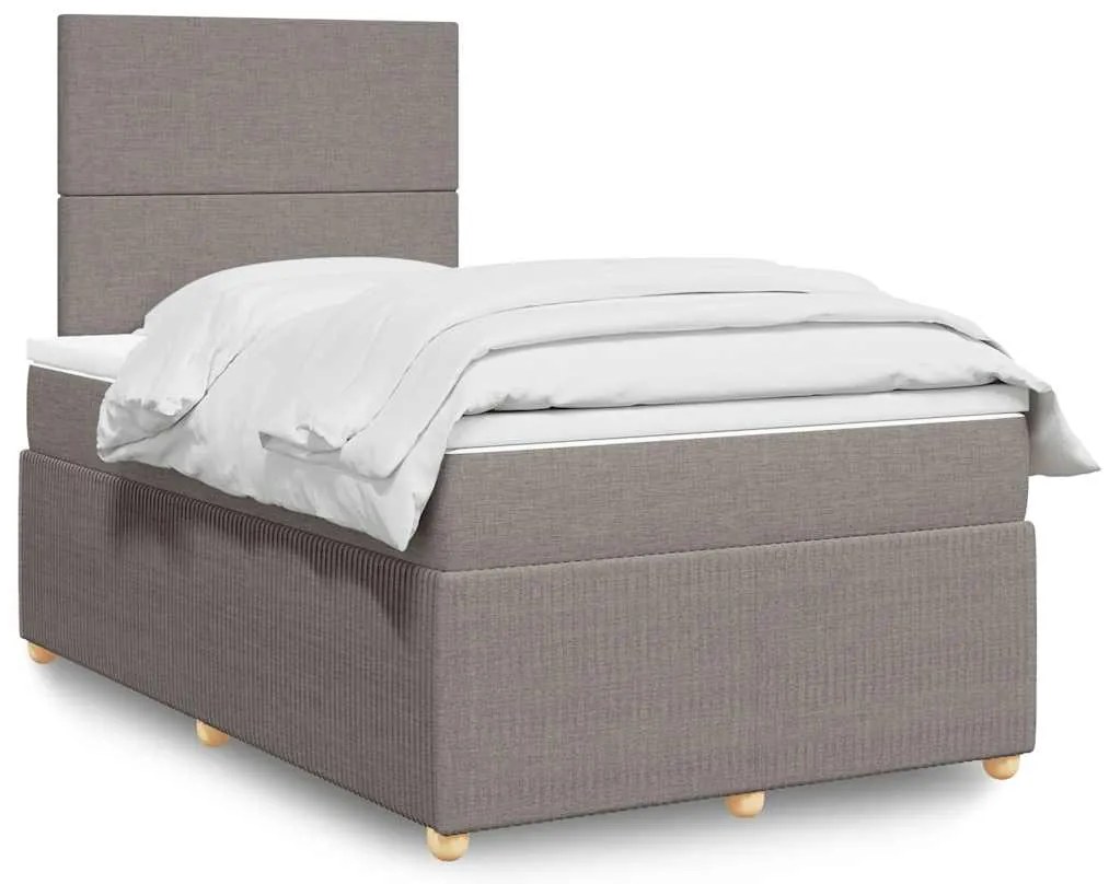 vidaXL Pat box spring cu saltea, taupe, 120x190 cm material textil