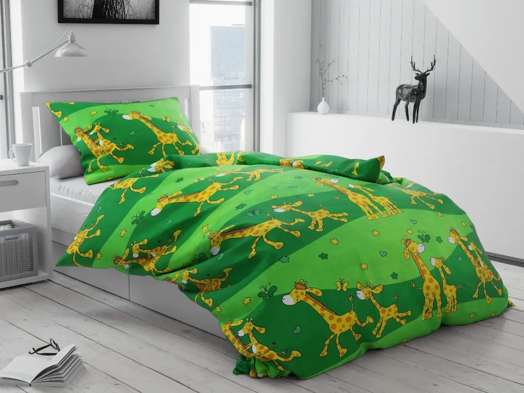 Lenjerie de pat bumbac Giraffe verde