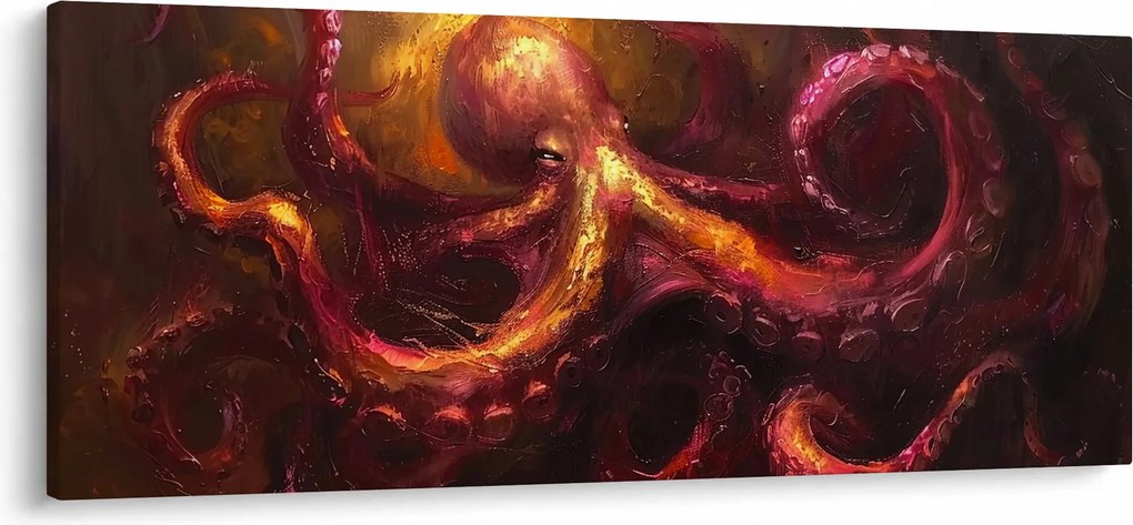 Tablou - Octopus, pictură în ulei (120x50 cm)