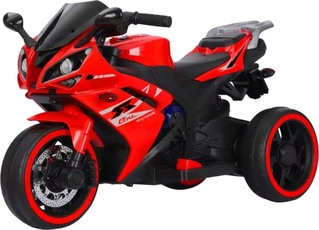 Motocicleta Electrica cu Acumulator Pentru Copii NOVOKIDS™ Storm Motor Trio GTX, Cu melodii si lumini, 12V, Max 30 kg, Trotineta Electrica, 3 Roti,