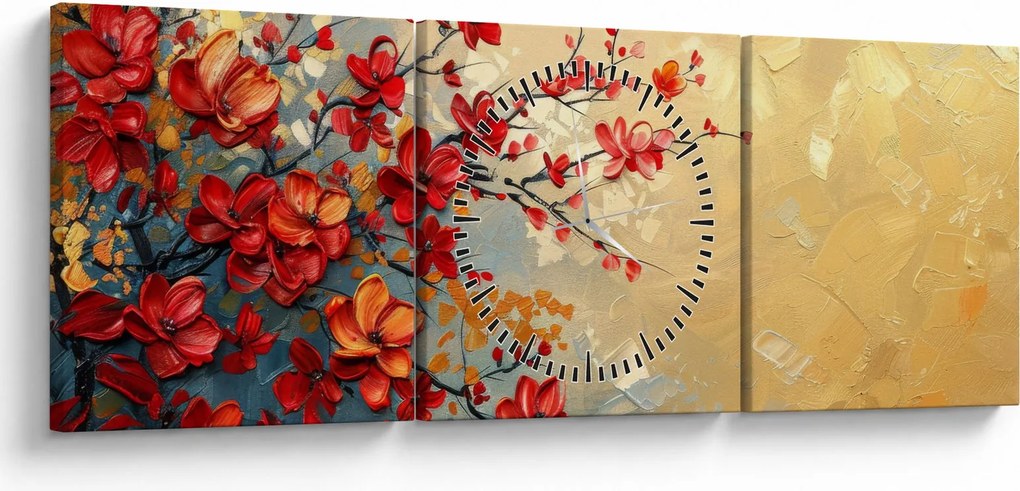 Tablou - Copac înflorit (cu ceas) (90x30 cm)