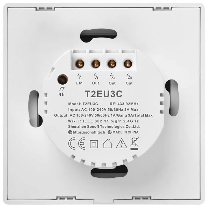 Intrerupator Tactil WiFi + RF 433MHz Sonoff T2 EU TX (3 canale)
