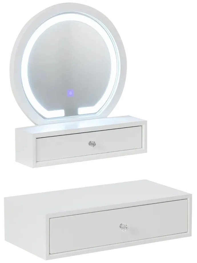 Oglindă de machiaj de masă cu 2 sertare