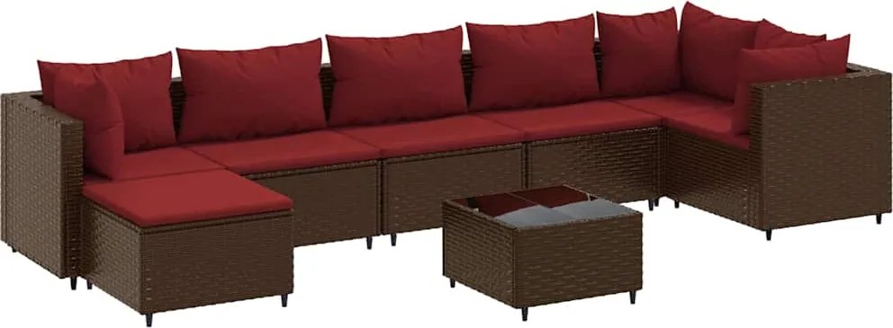 vidaXL Set mobilier de grădină cu perne, 8 piese, maro, poliratan