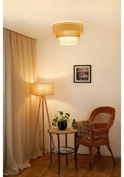 Brilagi Plafonieră CEDAR LUNETA 1xE27/15W/230V Ø45 ratan maro/crem