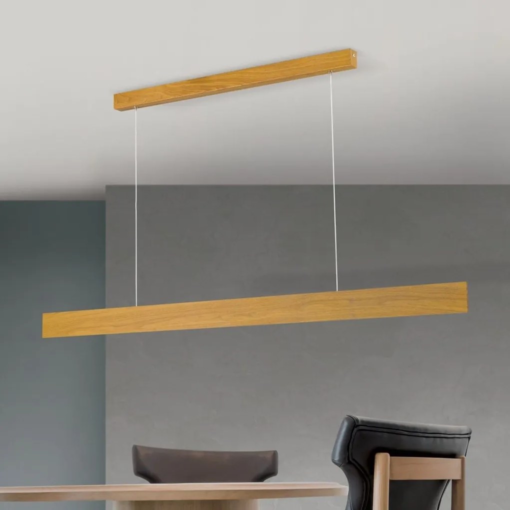 Lustra LED suspendata iluminat ambiental up/down GIDEON lemn