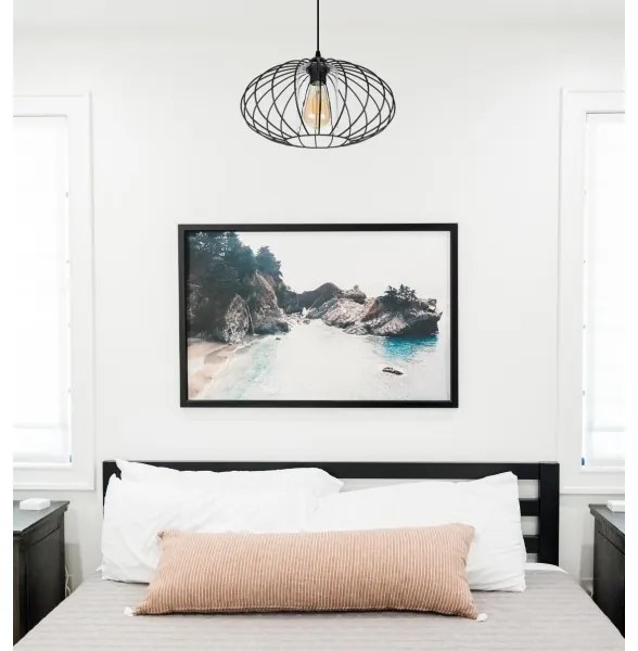 Lustră pe cablu CORRINI 1xE27/60W/230V d. 34 cm negru/transparent