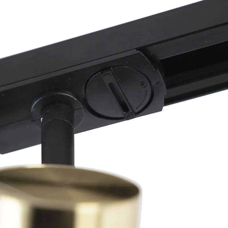Sistem de iluminat inteligent cu șină negru cu auriu monofazat cu 3 lumini, inclusiv WiFi GU10 - Iconic Jeana