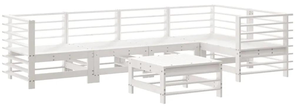 3186474 vidaXL Set mobilier de grădină, 6 piese, alb, lemn masiv pin
