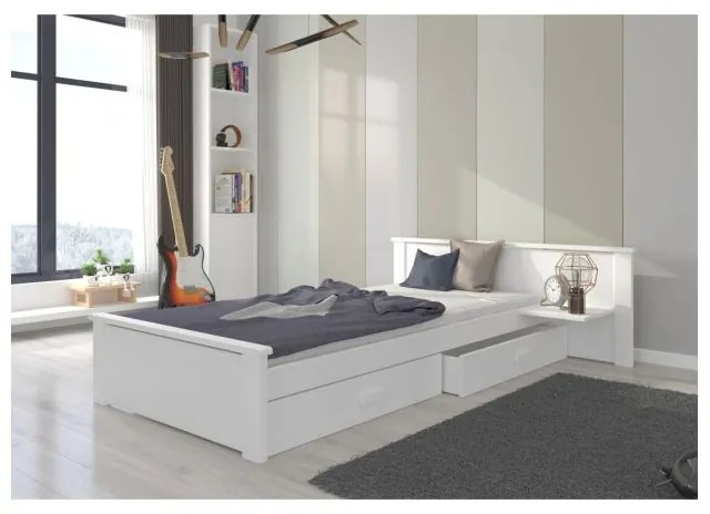 Pat Dormitor ALDEX Cu Sertar Alb 80x180cm