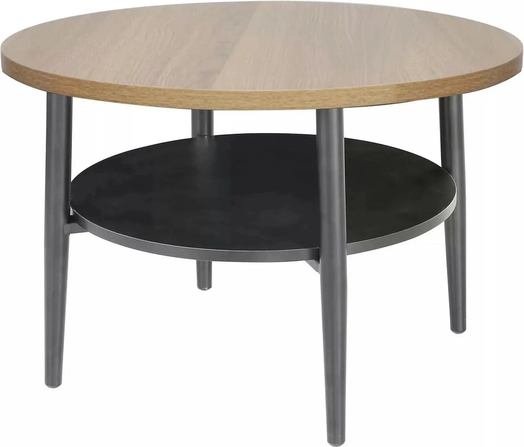 Masuta cafea ELLA B, stejar/negru mat, PAL/metal, 60x45 cm