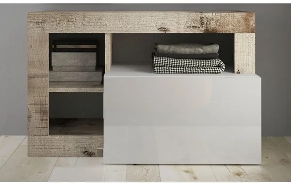 Bancă LENOR alb/maro