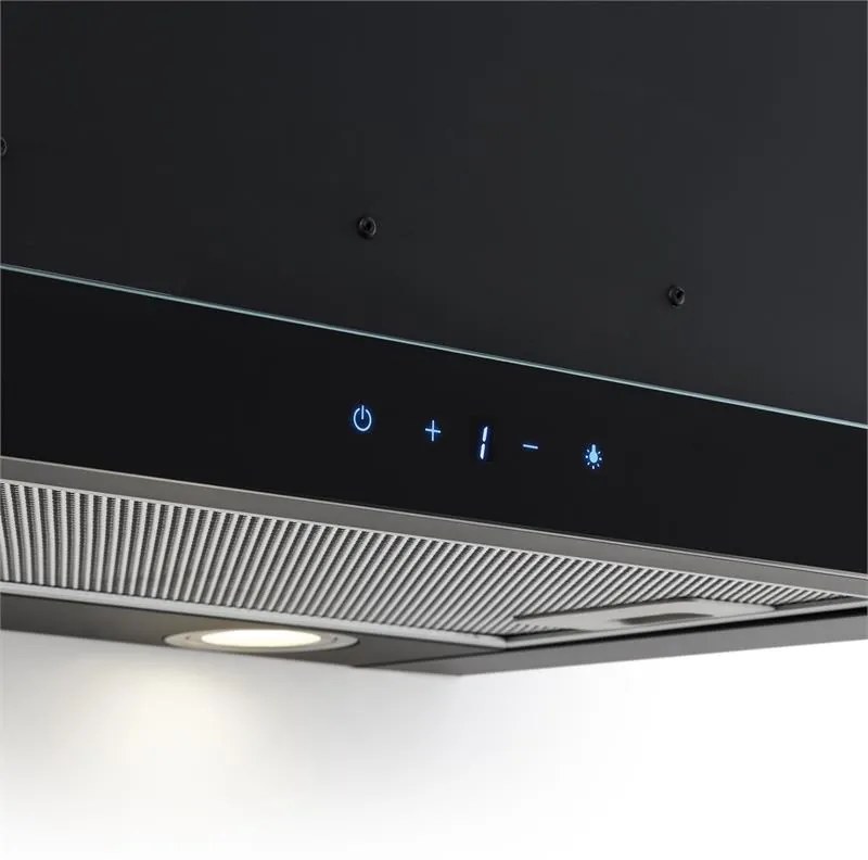 Vinea, hotă cu recirculare, 60cm 610m³/hset de filtru cu carbune activ, negru