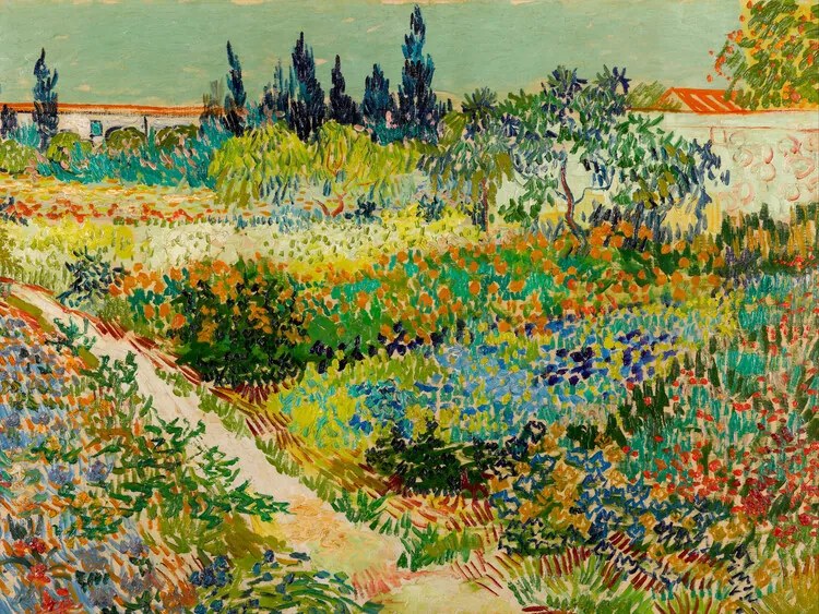 Reproducere Flowering Garden with Path, Vincent van Gogh