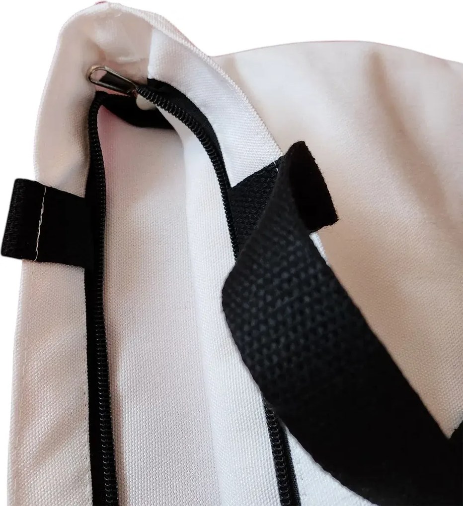 Sacosa de Panza pentru Cumparaturi, Geanta Tote, model BTS Army 1, Cu fermoar, 38x34.5 cm, Alba, BEKZ®