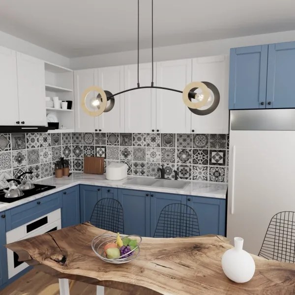 Lustră pe cablu SKIVA 2xE27/15W/230V negru/bej