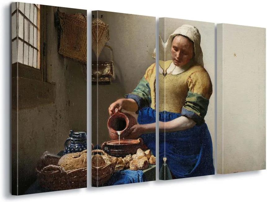 GLIX Tablou - The Milkmaid, Vermeer 4 x 30x80 cm