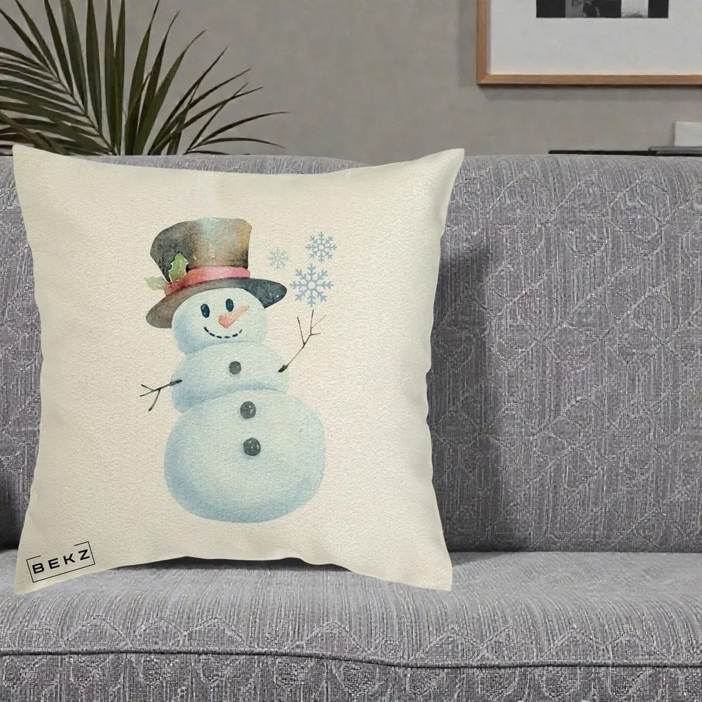 Perna Decorativa Om de Zapada cu Joben si Vasc, 40x40 cm, Ecru, Husa Detasabila, Perna Inclusa, BEKZ®