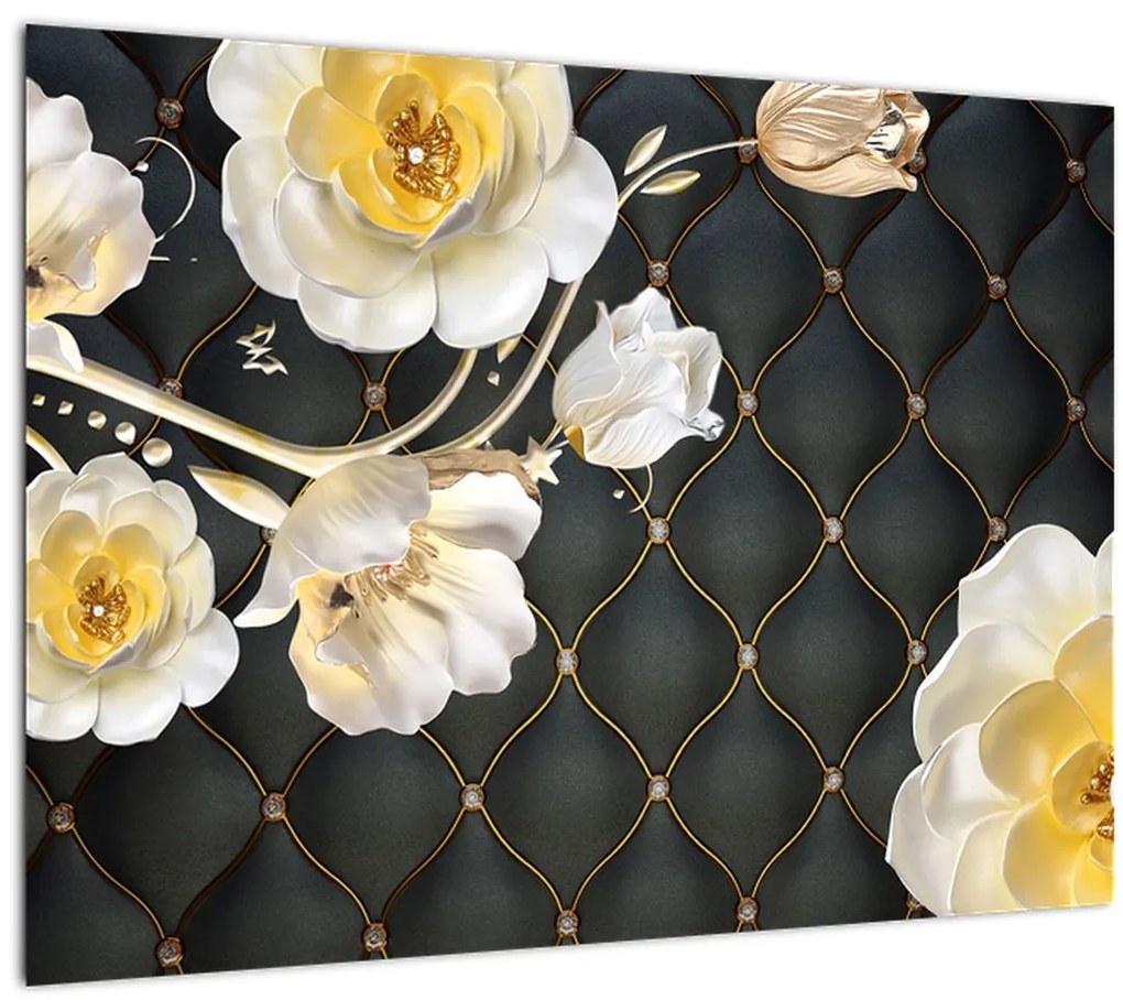 Tablou - Imagine cu flori de trandafir alb (70x50 cm)