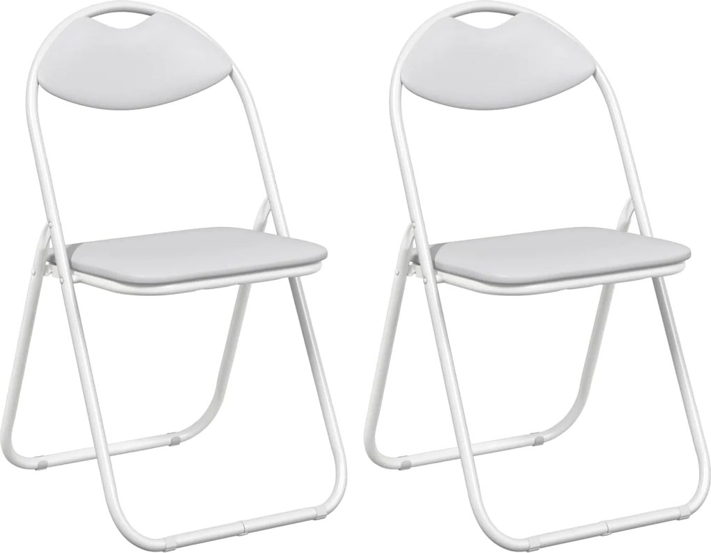 vidaXL Scaun pliant 2 pcs Alb 48 x 43,5 x 81 cm Piele artificială