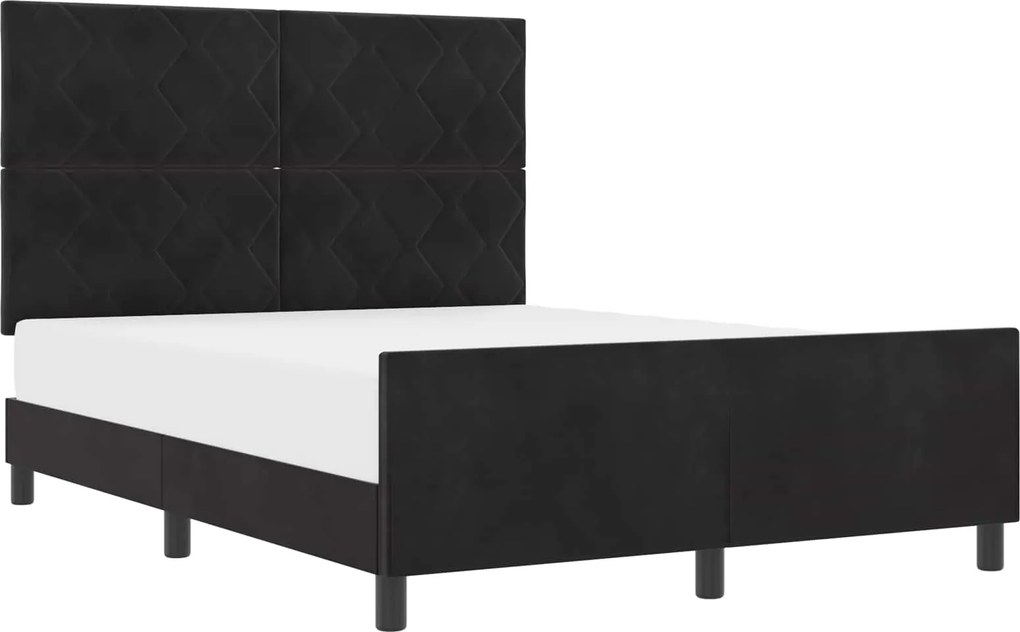 vidaXL Pat cu arcuri cu headboard Negru 140 x 190 cm Catifea