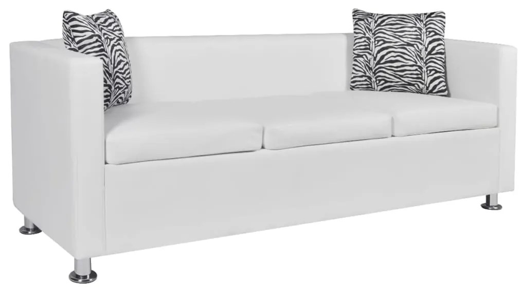 272180 vidaXL Set canapele 3 locuri și 2 locuri, alb, piele artificială