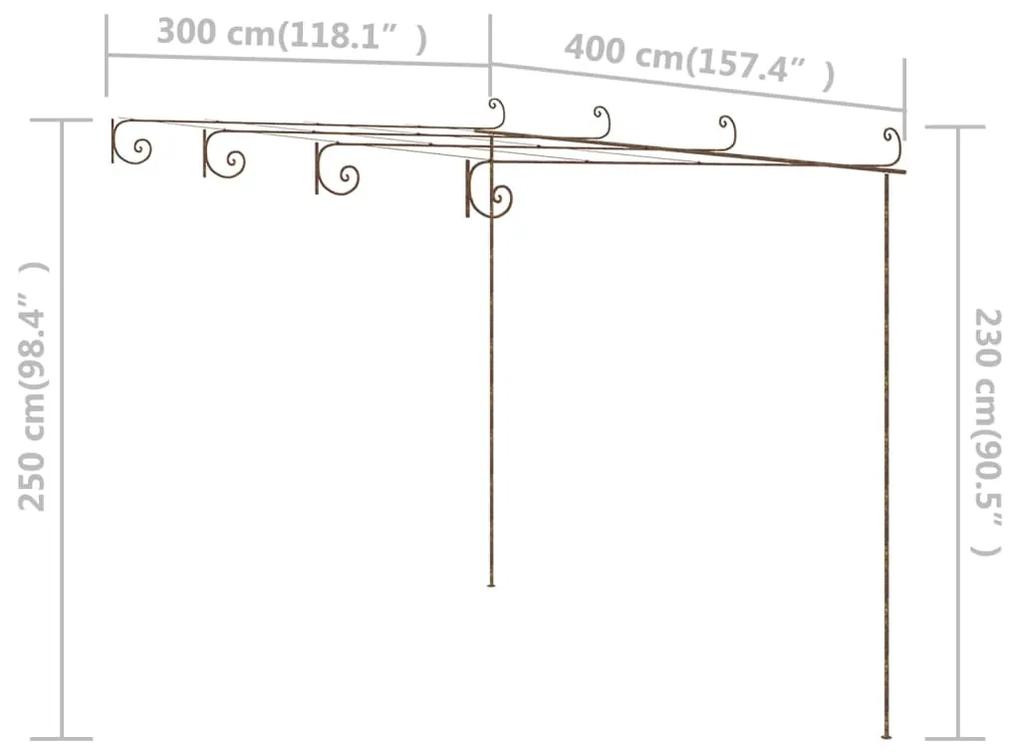 Pergola de gradina, maro antic, 4x3x2,5 m, fier 1, 4 x 3x 2.5 m