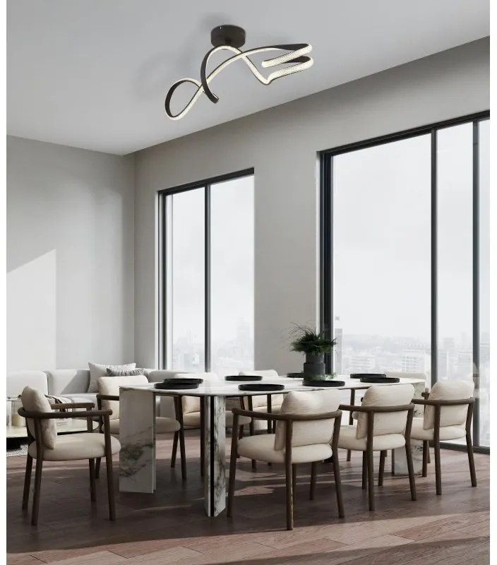 Plafoniera neagra LED 4000K SWIRL