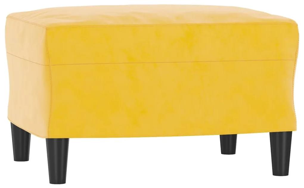 Canapea cu 3 locuri si taburet, galben deschis, 180 cm, catifea Galben deschis, 198 x 77 x 80 cm