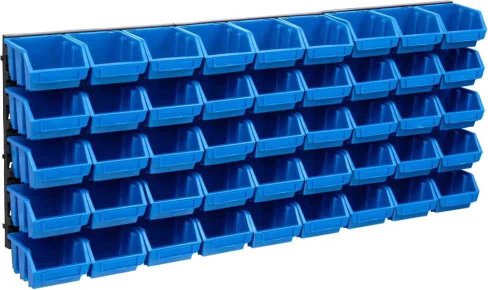 vidaXL Set cutii depozitare, 48 piese, panouri perete, albastru&negru