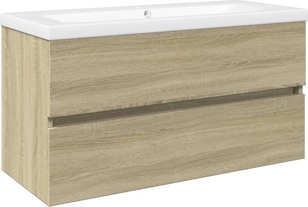 vidaXL Set mobilier de baie, 2 piese, ceramică și lemn prelucrat