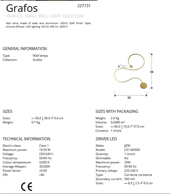 Aplica de perete LED design modern decorativ Grafos auriu SV-227131