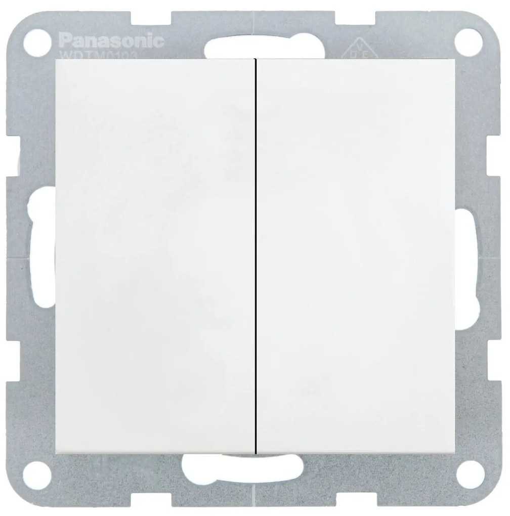 Intrerupator dublu 10A, IP20, Alb, Panasonic Karre Plus 55