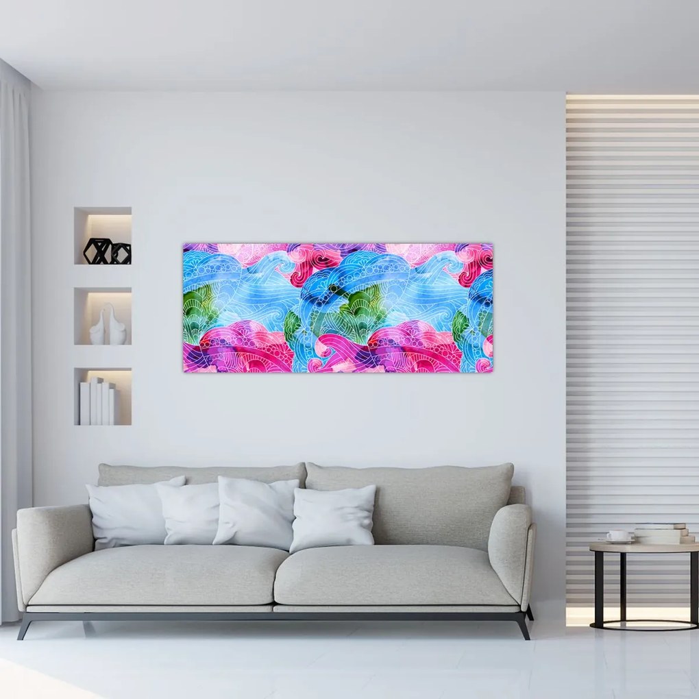 Tablou - Valuri colorate (120x50 cm)