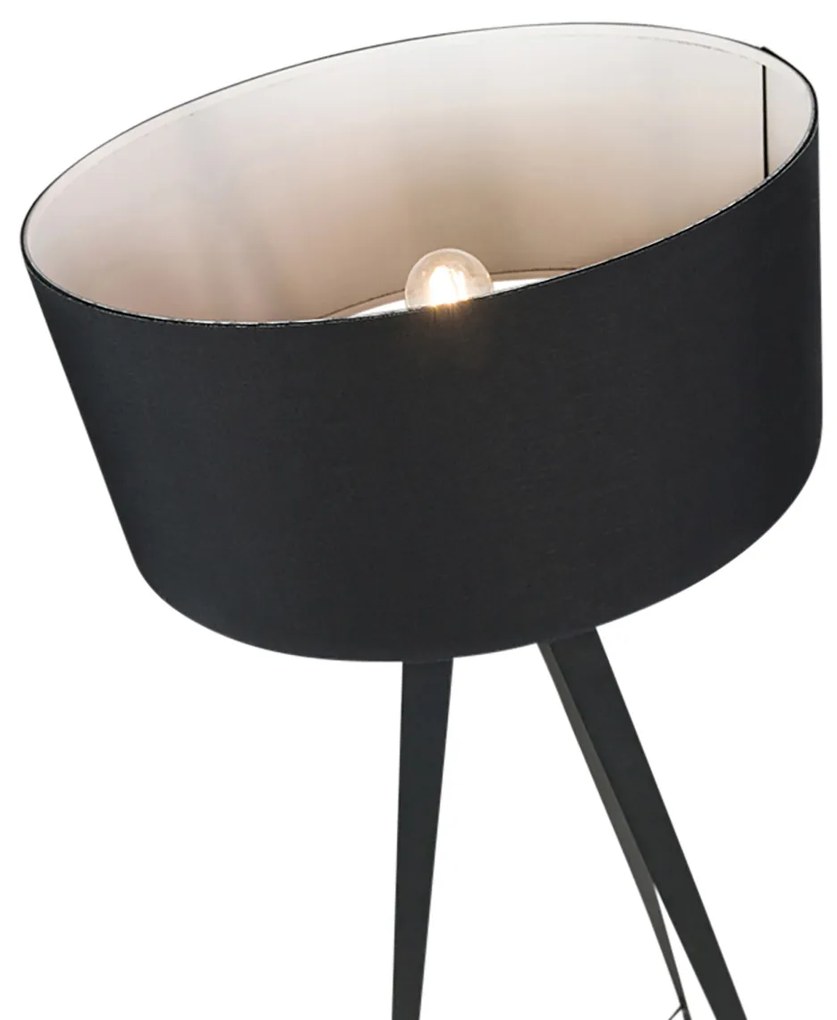 Lampa de podea moderna neagra cu abajur negru - Ilse