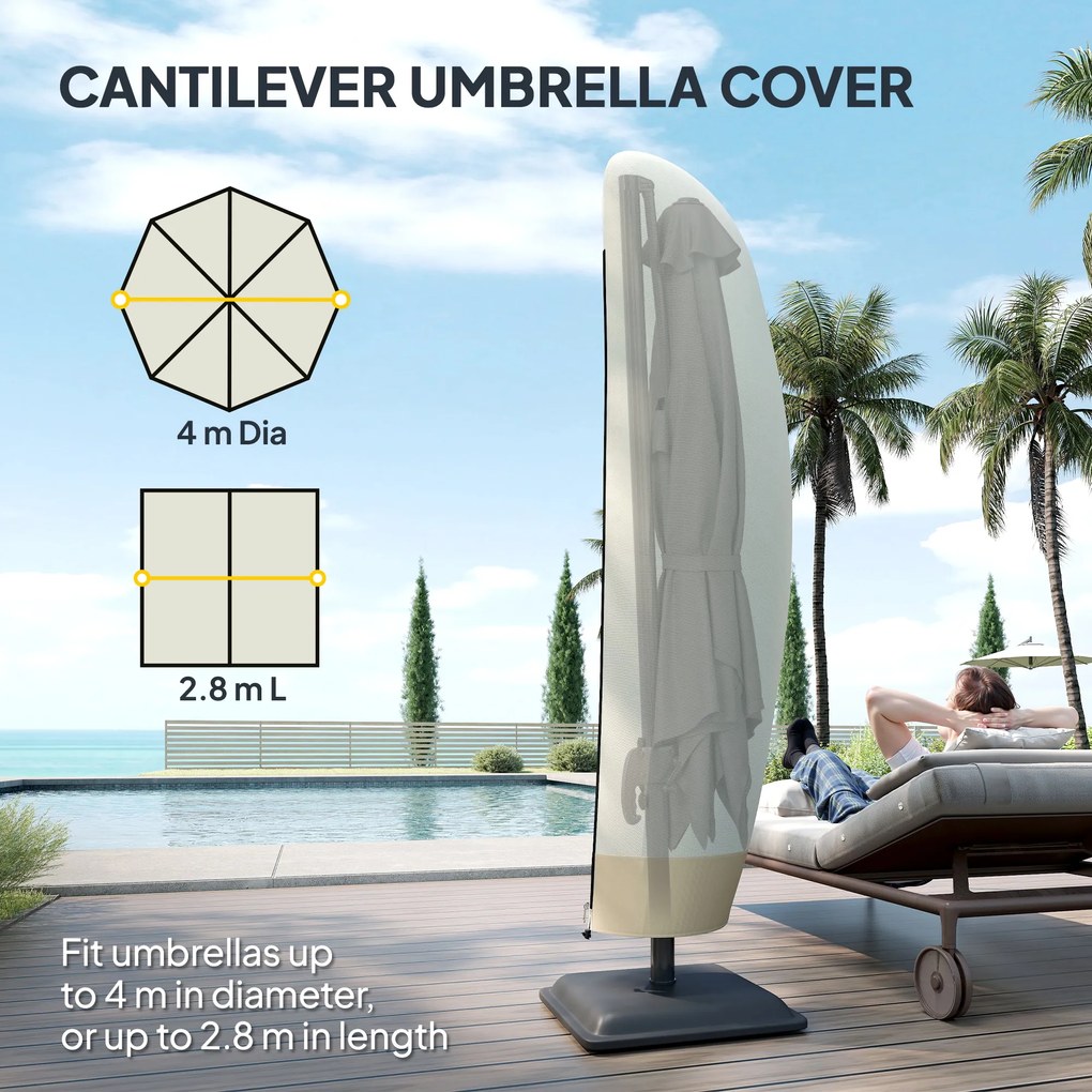 Outsunny Husă pentru Umbrelă de Grădină Impermeabilă cu Fermoar si Șnur din Țesătură, 220x56x56 cm, Bej și Cafeniu | Aosom Romania