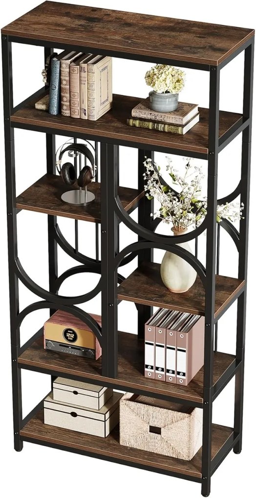 RAI53 - Rafturi, etajera 80 cm, pentru birou, biblioteca living, hol, dormitor, bucatarie, camera copii, stil industrial - Maro
