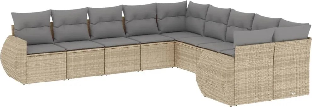 vidaXL Set canapele de grădină cu perne, 10 piese, bej, poliratan