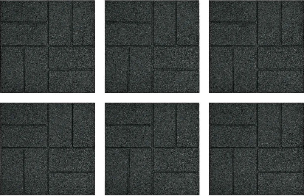 vidaXL Piatra de pași 6 pcs Negru 40,5 x 40,5 x 2 cm Cauciuc