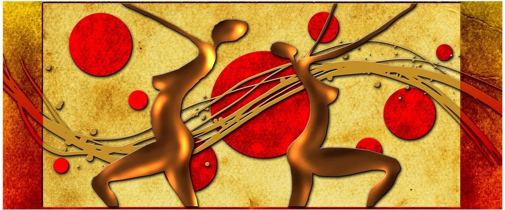 Tablou abstract cu două femei (120x50 cm)
